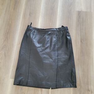Pelle Cuir Elegant Genuine Leather Black Pencil Women Skirt Size L